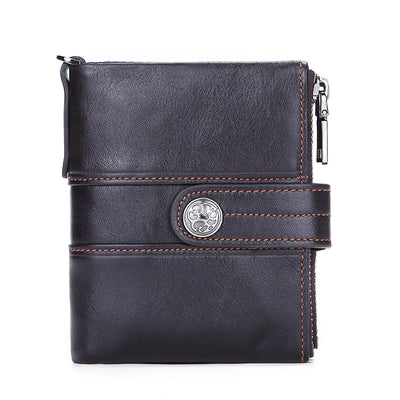 Billetera de Cuero Genuino con Cierre y Hebilla Retro para Hombre - Image 4