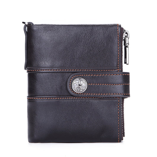 Billetera de Cuero Genuino con Cierre y Hebilla Retro para Hombre - Image 4