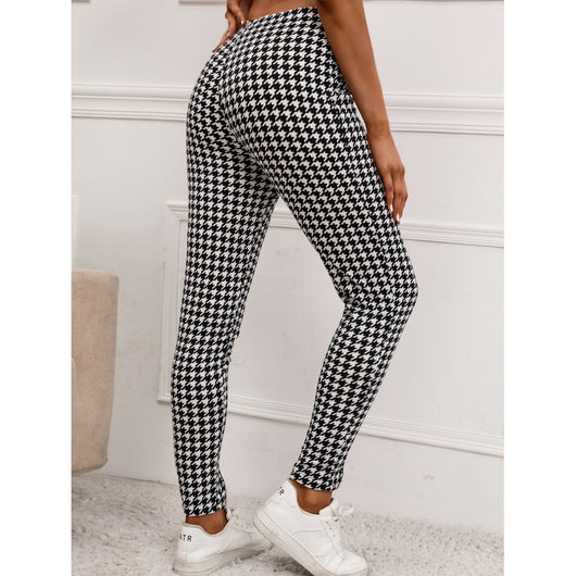 Pantalones Cropped Talle Alto con Patrón Pata de Gallo Ajuste Slim - Image 5