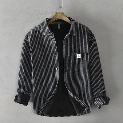 Chaqueta Camisa de Forro Polar Rayada para Hombre - Image 9