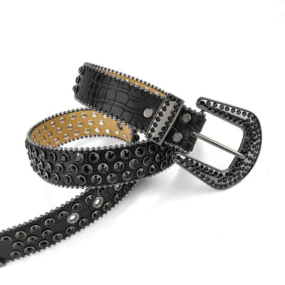 Cinturón Ancho Hip Hop con Remaches y Lentejuelas Brillantes Estilo Punk - Image 29