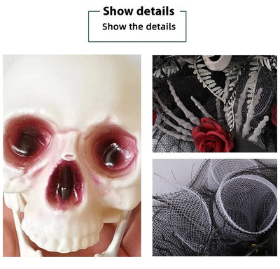 Guirnalda de Calaveras y Rosas Rojas Halloween para Puerta - Image 16