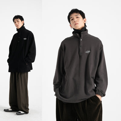 Suéter Retro Holgado con Cuello Mao y Forro de Velour - Image 14