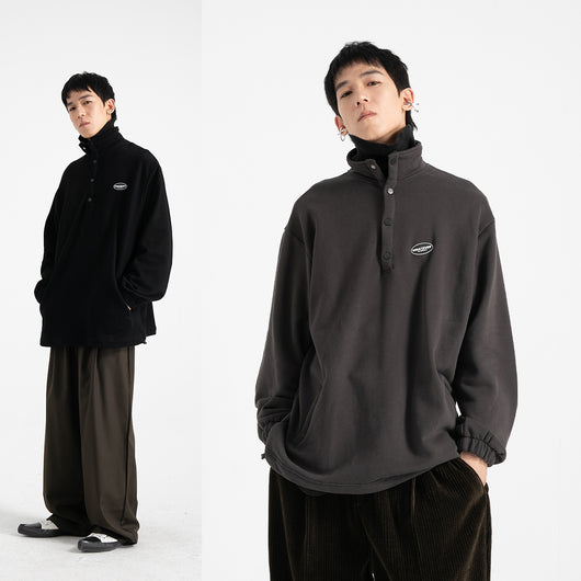 Suéter Retro Holgado con Cuello Mao y Forro de Velour - Image 14