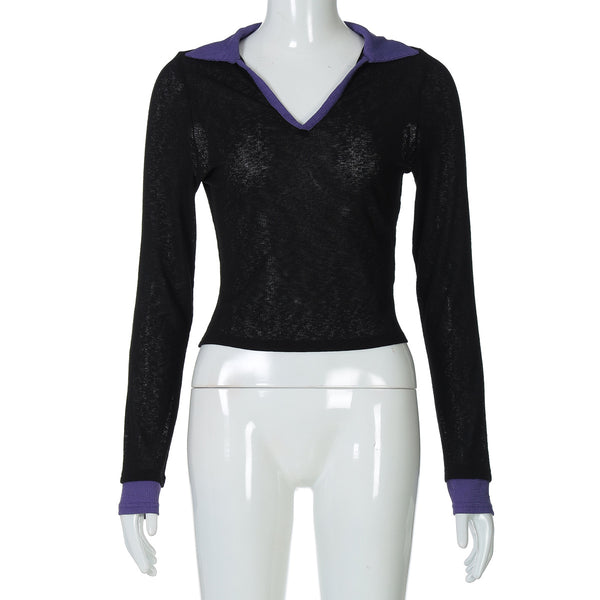 Blusa Casual de Rayas con Cuello Polo y Manga Larga - Image 6