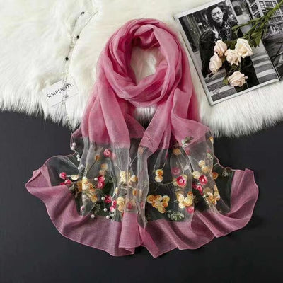 Pañuelo de Seda Bordado Elegante y Versátil para Mujer