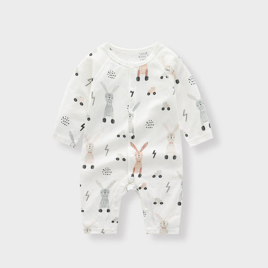 Mameluco de Fibra de Bambú Suave para Bebé - Estampado Floral y Animal Unisex - Image 3