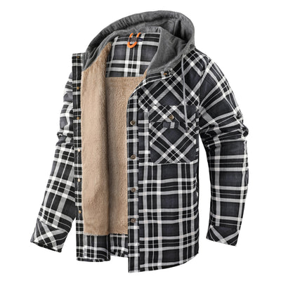Chaqueta Acolchada Térmica a Cuadros con Capucha y Forro Polar para Hombre - Image 5