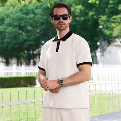 Camisa Casual de Manga Corta con Diseño Jacquard y Bloques de Color para Hombre - Image 4