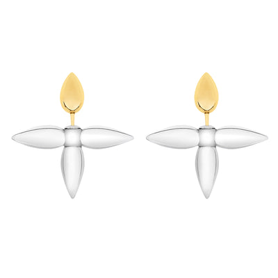 Dije Trébol de Cuatro Hojas Bicolor Oro y Plata con Detalles Cruzados - Image 8