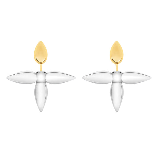 Dije Trébol de Cuatro Hojas Bicolor Oro y Plata con Detalles Cruzados - Image 8