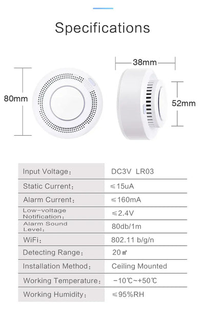 Detector de Humo Inteligente WiFi con Sensor Graffiti - Alarma Conectada Black - Image 7