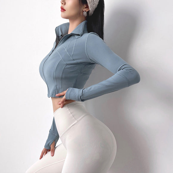 Chaqueta Deportiva Cuello Alto Secado Rápido para Yoga