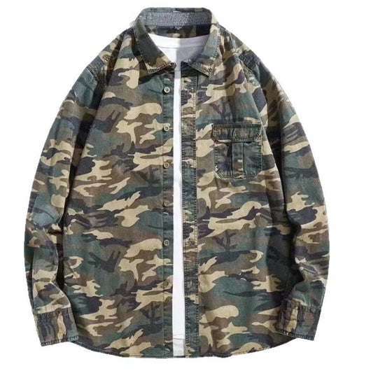 Chaqueta Casual Camuflaje Hombre - Camisa Suelta Retro Manga Larga - Image 4