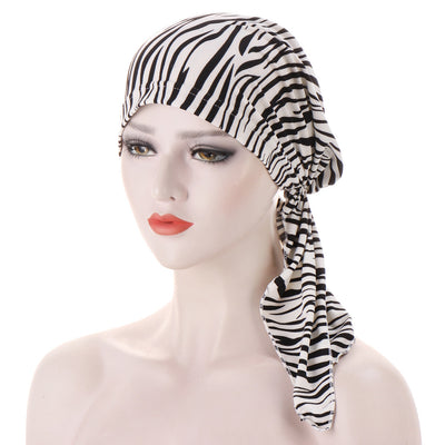 Turbante con Cola Curva y Flores - Gorro Tipo Pullover - Image 12