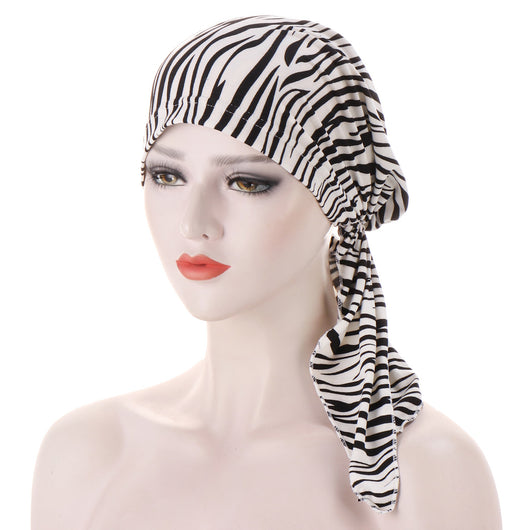 Turbante con Cola Curva y Flores - Gorro Tipo Pullover - Image 12