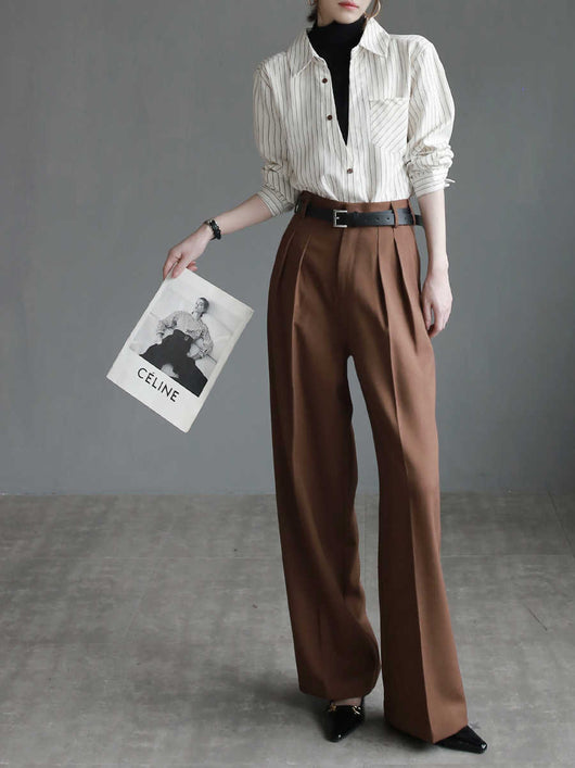 Pantalones de Talle Alto Mujer Pierna Ancha Recta Elegantes - Image 4