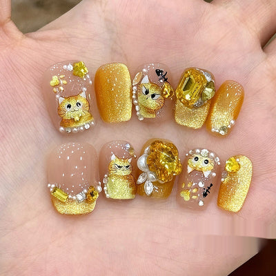 Uñas Postizas Efecto Ojo de Gato - Diseño Corto y Elegante - Image 3