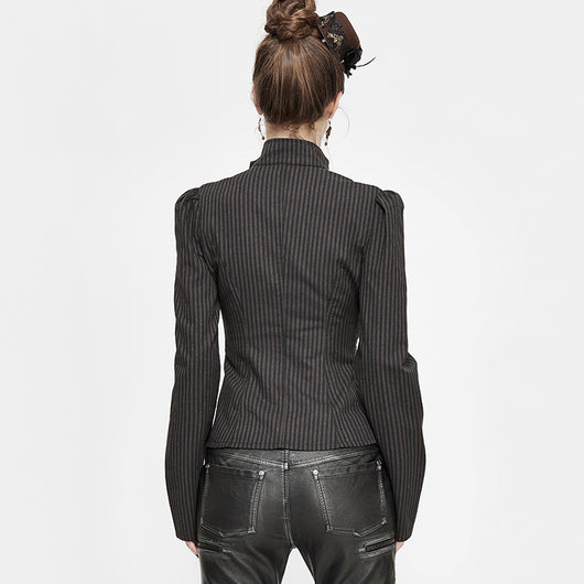 Camisa Vintage Patchwork con Cuello Parado Slim para Mujer - Image 5