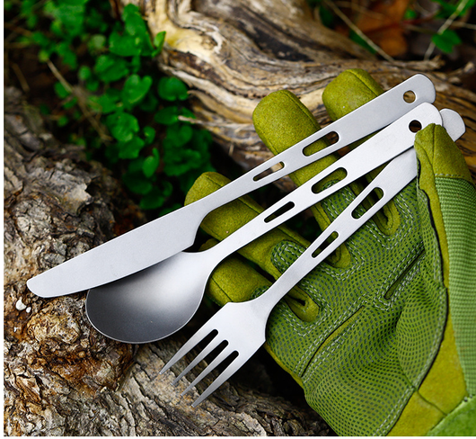 Juego de Cubiertos de Titanio Puro para Camping - Cuchillo, Tenedor y Cuchara Portátil - Image 14