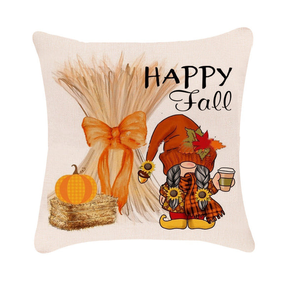 Capa de Almofada Decorativa Abóbora Outono Halloween para Sofá e Carro