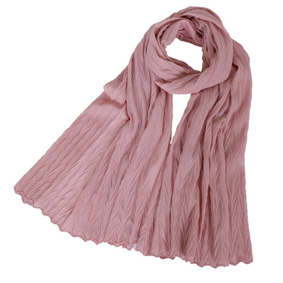 Pañuelo Femenino de Algodón Arrugado en Colores Sólidos - Image 23