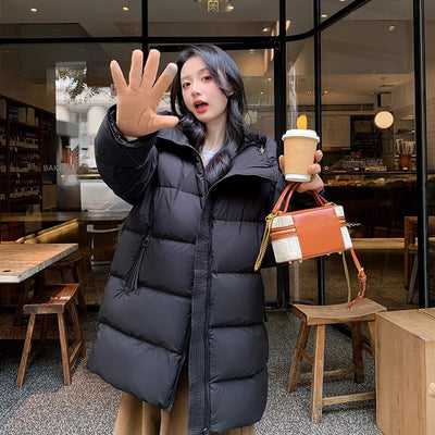 Abrigo Acolchado de Pato Blanco Largo Invierno Diseño Coreano Mujer - Image 8
