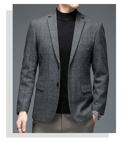 Blazer Cuadros Gris Elegante de Una Botonadura - Image 10
