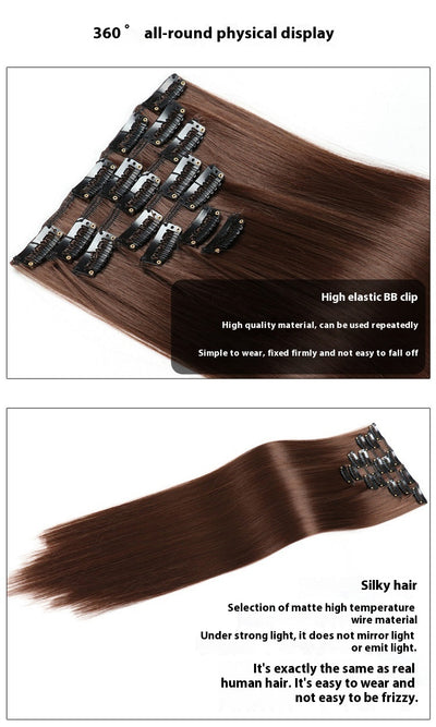 Set de Extensiones de Cabello con 16 Clips - Peluca de Fibra Sintética Premium - Image 65