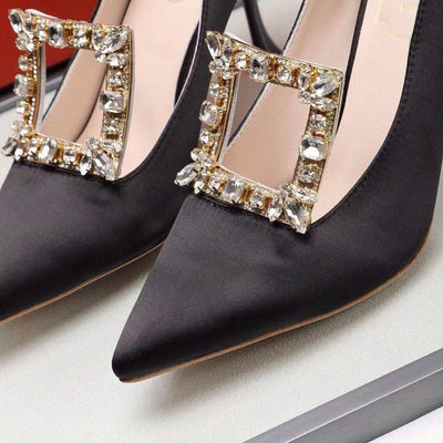 Tacones Altos Elegantes con Punta Cuadrada y Hebilla Brillante - Image 5