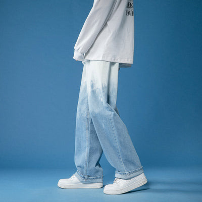 Pantalones Denim Tie-dye Degradado Pierna Ancha para Hombre - Image 5