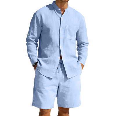 Conjunto de Camisa y Shorts de Lino para Hombre - Image 5