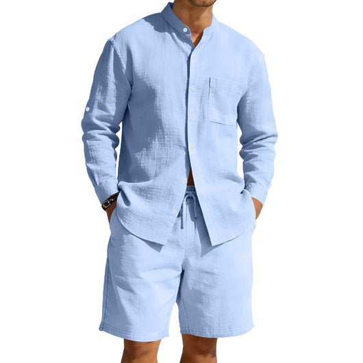 Conjunto de Camisa y Shorts de Lino para Hombre - Image 5