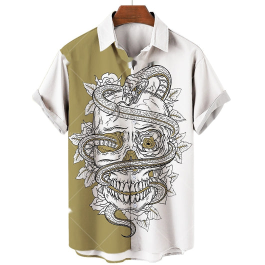 Camisa Polo de Manga Corta con Estampado 3D Calavera Digital - Image 8