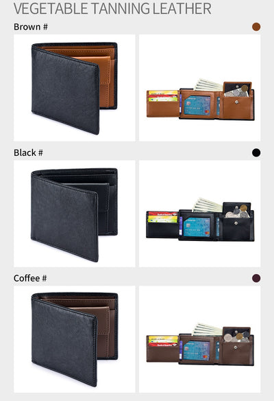 Billetera Trifold de Cuero Genuino para Hombre - Multifuncional - Image 10