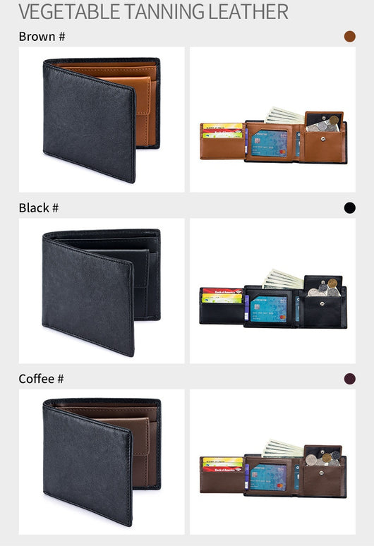 Billetera Trifold de Cuero Genuino para Hombre - Multifuncional - Image 10