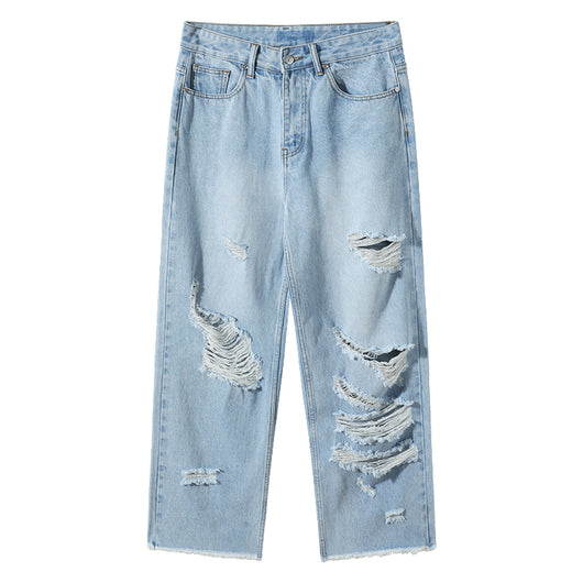 Jeans Rectos Holgados Estilo Retro Americano con Rotos - Casual Senior - Image 8