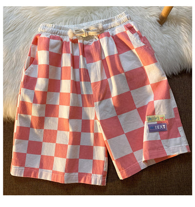 Pantalones Cortos Cuadros Contrastantes Estilo Deportivo Ancho Recto - Image 8