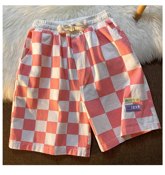 Pantalones Cortos Cuadros Contrastantes Estilo Deportivo Ancho Recto - Image 8