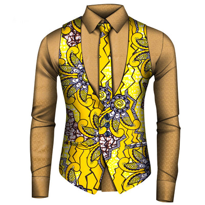Conjunto de Tres Piezas Africano para Hombre: Camisa, Chaleco y Corbata - Image 10