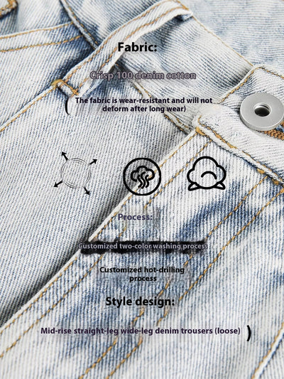 Jeans de Trabajo Pesado para Mujer con Detalles Vintage Estampados - Image 8