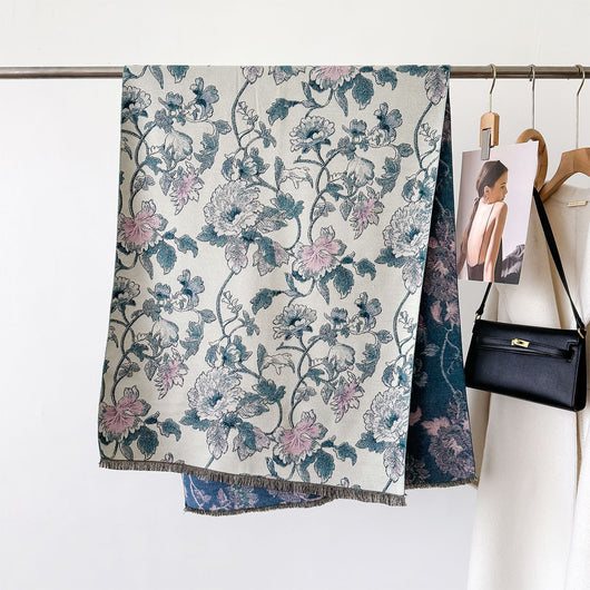 Bufanda Gruesa de Invierno con Diseño Jacquard Tipo Cashmere - Image 9