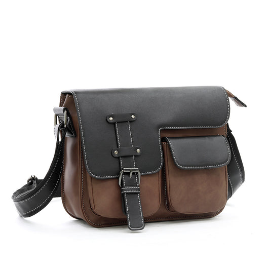Bolsa Mensajero de Cuero con Múltiples Bolsillos - Estilo Retro Profesional - Image 2