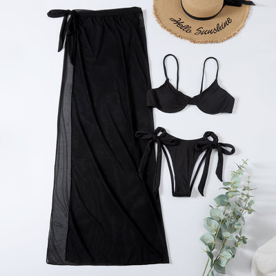 Conjunto de Bikini de Tres Piezas con Falda de Malla - Image 9