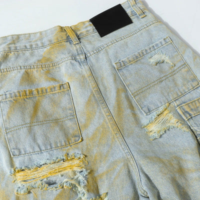 Pantalones Cortos Denim Estampado Holgados para Hombre - Image 10