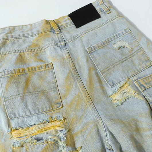 Pantalones Cortos Denim Estampado Holgados para Hombre - Image 10