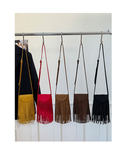 Bolso Bandolera Retro Gamuza Esmerilada con Borlas para Celular - Image 13