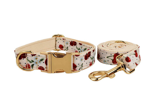 Collar para Mascotas con Estampado de Cerezas, Correa de Tracción y Hebilla Dorada Desprendible - Image 16