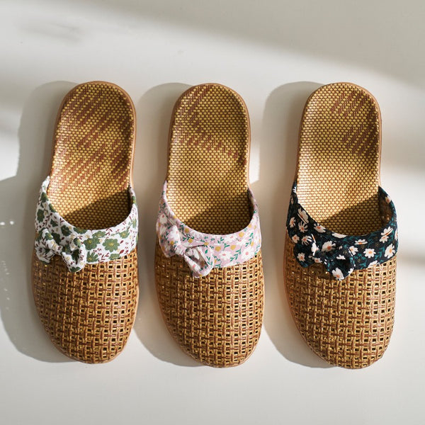 Pantuflas de Lino y Pasto para Mujer - Antideslizantes para Casa