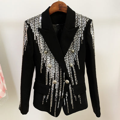 Traje Slim Fit Doble Botonadura con Hebilla de Cabeza de León en Plata - Image 6